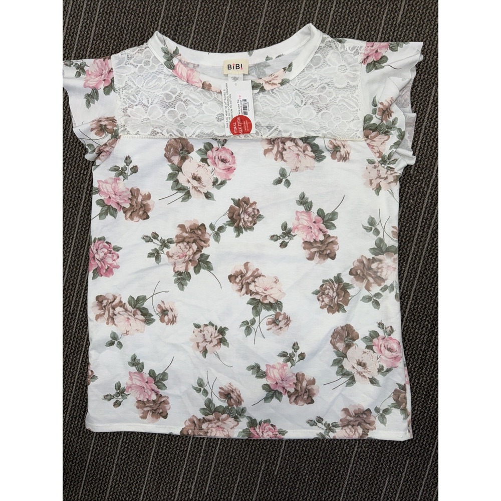 bibi top new xl White Floral Lace NWT